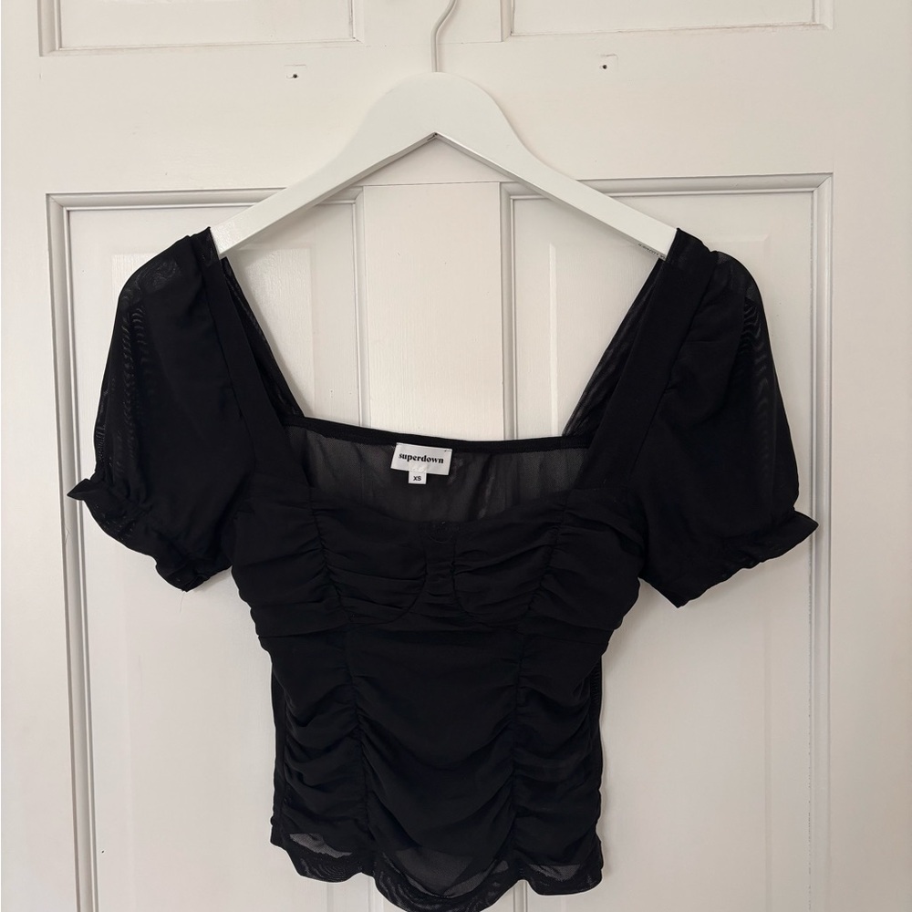 Superdown mesh crop top, XS Black
